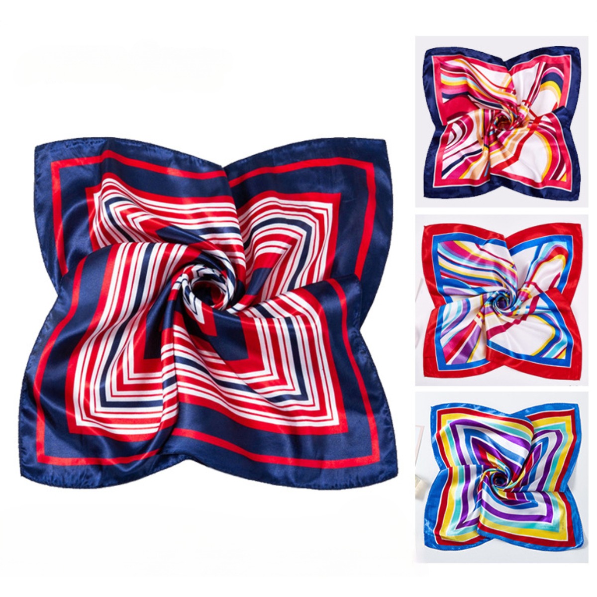 Ascot Neck Scarf - Bufandas cuadradas de seda de 50x50cm,