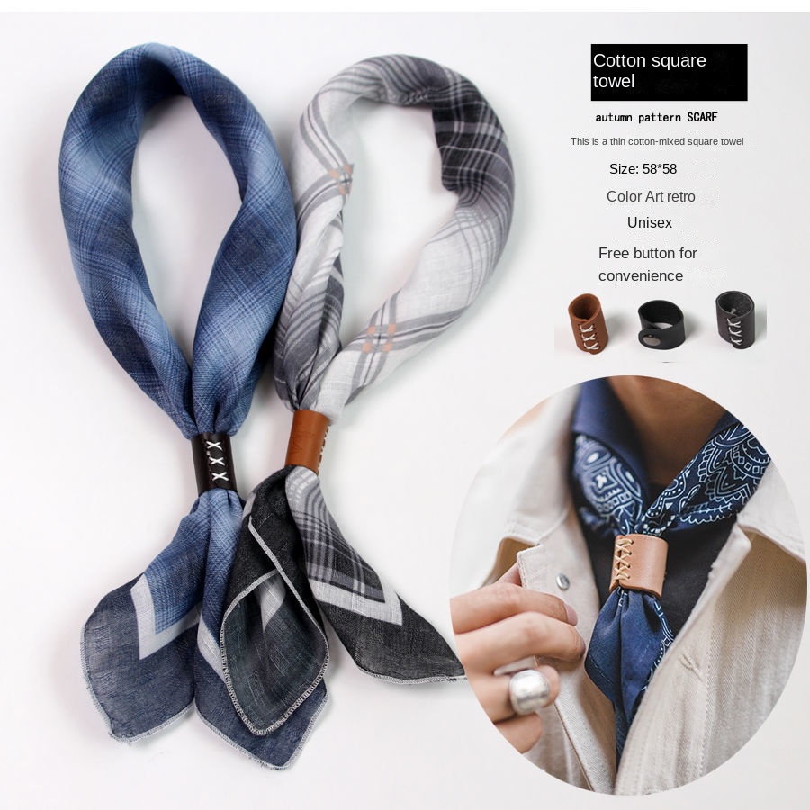 Bandana Cotton - Bufanda cuadrada para hombre con botones,